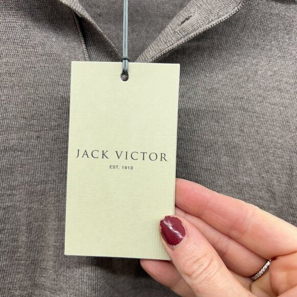 NEW $278 Jack Victor Taupe Brown Collared Long Sleeve Polo Sweater Mens XL - Picture 8 of 9